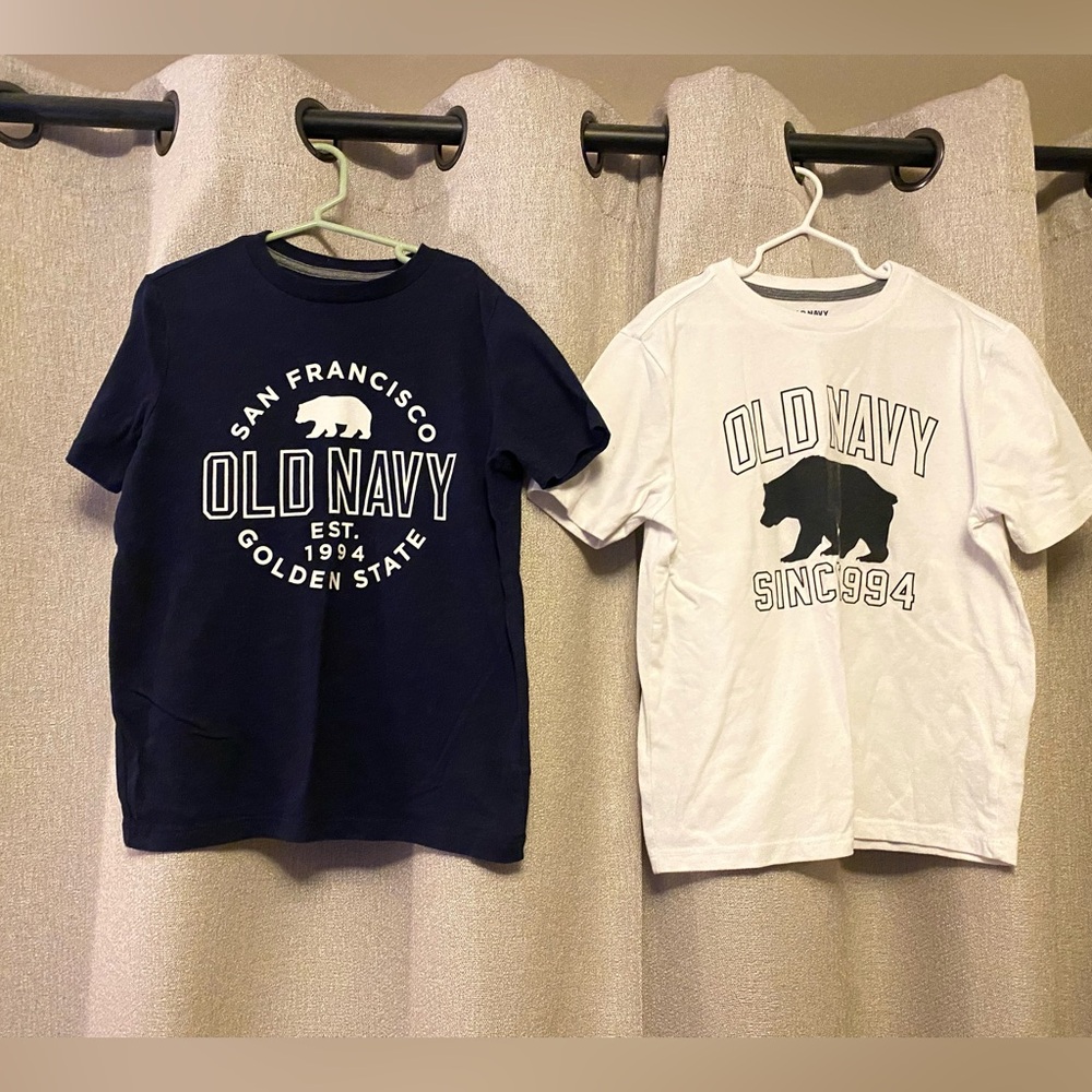 Old Navy Dual Pack Kids' Sz M (8) Black/White & Navy/White Bear Graphic Tees!
